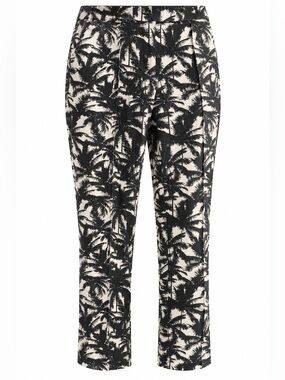 Smart Set Palm Print Cropped Dress Pants Size 10 Black White